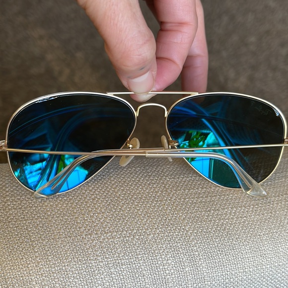 Rayban Polarized large aviators matte gold and blue flash - Picture 8 of 14